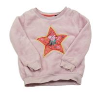 Světlerůžová chlupatá mikina s hvězdou a Pepinou