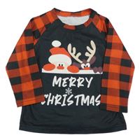 Tmavošedo-červené triko se Santou a sobem 