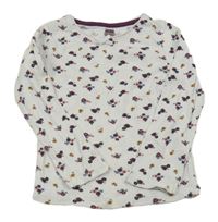 Bílé triko s kytičkami a dirkovaným vzorem F&F