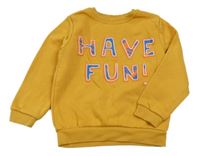 Okrová mikina s nápisem Primark 