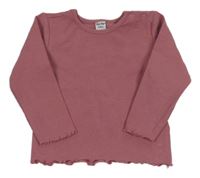 Růžové žebrované triko s kroucenými lemy Dopodopo