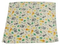 Bílá plyšová deka se zvířátky