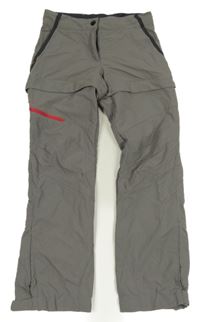 Šedé šusťákové outdoorové funkční kalhoty Decathlon 