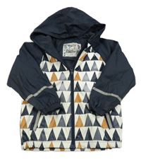 Tmavomodro-bílá nepromokavá jarní bunda se vzorem a kapucí Lupilu