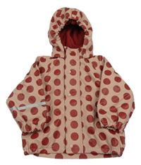 Světlerůžovo-karmínová puntíkovaná nepromokavá jarní bunda s kapucí Celavi 