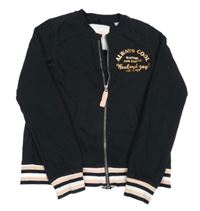 Černá propínací mikina s nápisy a pruhy Pepperts