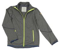 Šedá melírovaná propínací sportovní mikina s proužky Mini Boden