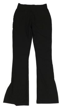 Černé žebrované zvonové kalhoty New Look 