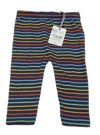 Nové - Tmavomodré legíny s barevnými proužky Tu