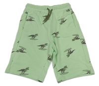 Světlezelené teplákové kraťasy s dinosaury H&M