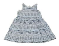 Bílo-modré vzorované bavlněné šaty H&M