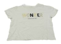 Bílé crop triko s nápisem Mango