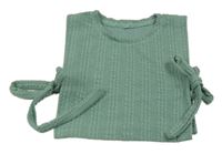 Zelený strukturovaný crop top se zavazováním na boku 