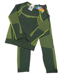 Nové - 2set - Olivovo-limetkové spodní triko + kalhoty Lupilu 