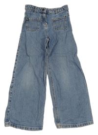 Modré wide leg rifle s kytičkami H&M