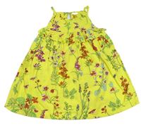 Žluté letní šaty s kytičkami a volánkem Next