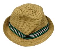 Béžový slaměný klobouk s pruhy