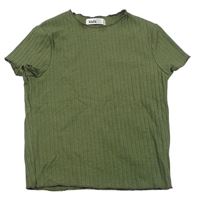 Khaki žebrované crop tričko M&Co