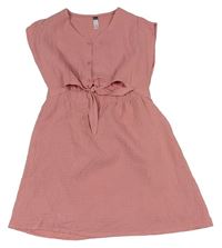 Starorůžové mušelínové šaty s uzlem Pink Angel 