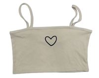Béžový žebrovaný crop top se srdíčkem 