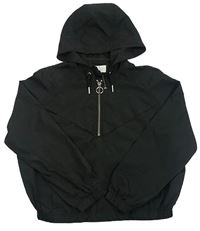 Černá šusťáková crop větrovka s kapucí Matalan
