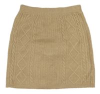 Béžová žebrovaná vzorovaná vlněná sukně PRIMARK