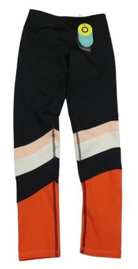 Nové - černo-světlerůžovo-bílo-červené sportovní legíny M&S