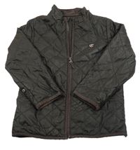 Tmavohnědá prošívaná šusťáková zateplená bunda s nášivkou ESPRIT