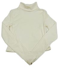 Smetanový žebrovaný crop rolák SHEIN