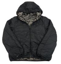 Černá prošívaná šusťáková zateplená oboustranná bunda s kapucí name it.