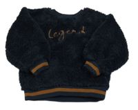 Tmavomodrá chlupatá mikina s nápisem PEP&CO