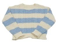 Smetanovo-modrý vzorovaný crop svetr St. Bernard