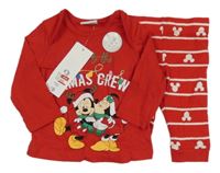 Nové - 2Set - Červené triko s Mickey a tepláky s vánočním motivem Disney