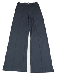 Tmavomodrošedé široké chino kalhoty s puky CARCIA