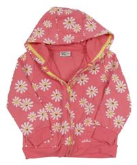 Růžová propínací mikina s květy/smajlíky a kapucí INFINITY KIDS