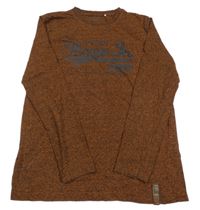 Medovo-černé melírované triko s nápisy YIGGA