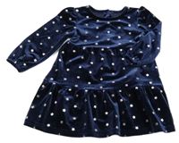 Tmavomodré sametové šaty se zlatými hvězdičkami St. Bernard