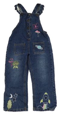 Modré riflové laclové kalhoty s obrázky a volánky M&S