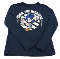 Tmavomodré pyžamové triko se Sonicem 
