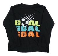 Černé pyžamové triko s nápisy a míčem 