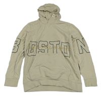 Béžová mikina s nápisem a kapsou a kapucí OVS