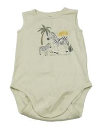 Smetanové tílkové body se zebrami a palmou C&A