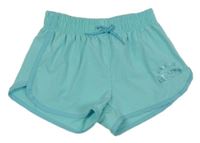 Pomněnkové šusťákové sportovní kraťasy s nápisy 