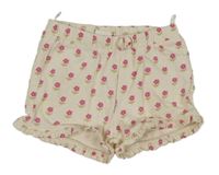 Smetanové teplákové kraťasy s kytičkami a volánky C&A