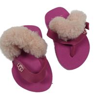 Tmavorůžové gumové žabky s huňatým páskem vel. 17