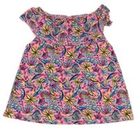 Růžový top s lístečky a volánkem Y.F.K.