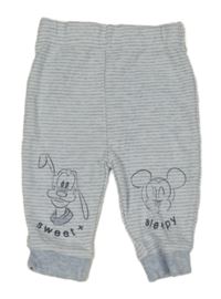 Modro/melírovano-bílé pruhované tepláky s Mickey a Plutem George