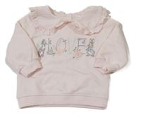 Světlerůžová mikina s králíčkem - Peter Rabbit a límečkem s madeirou