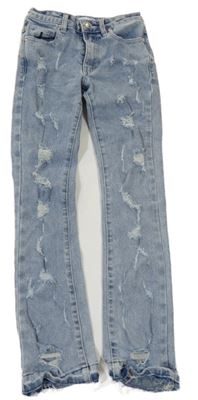 Modré plísňové skinny rifle s prošoupáním