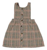 Černo-starorůžová kostkovaná vzorovaná laclová sukně s knoflíky PRIMARK